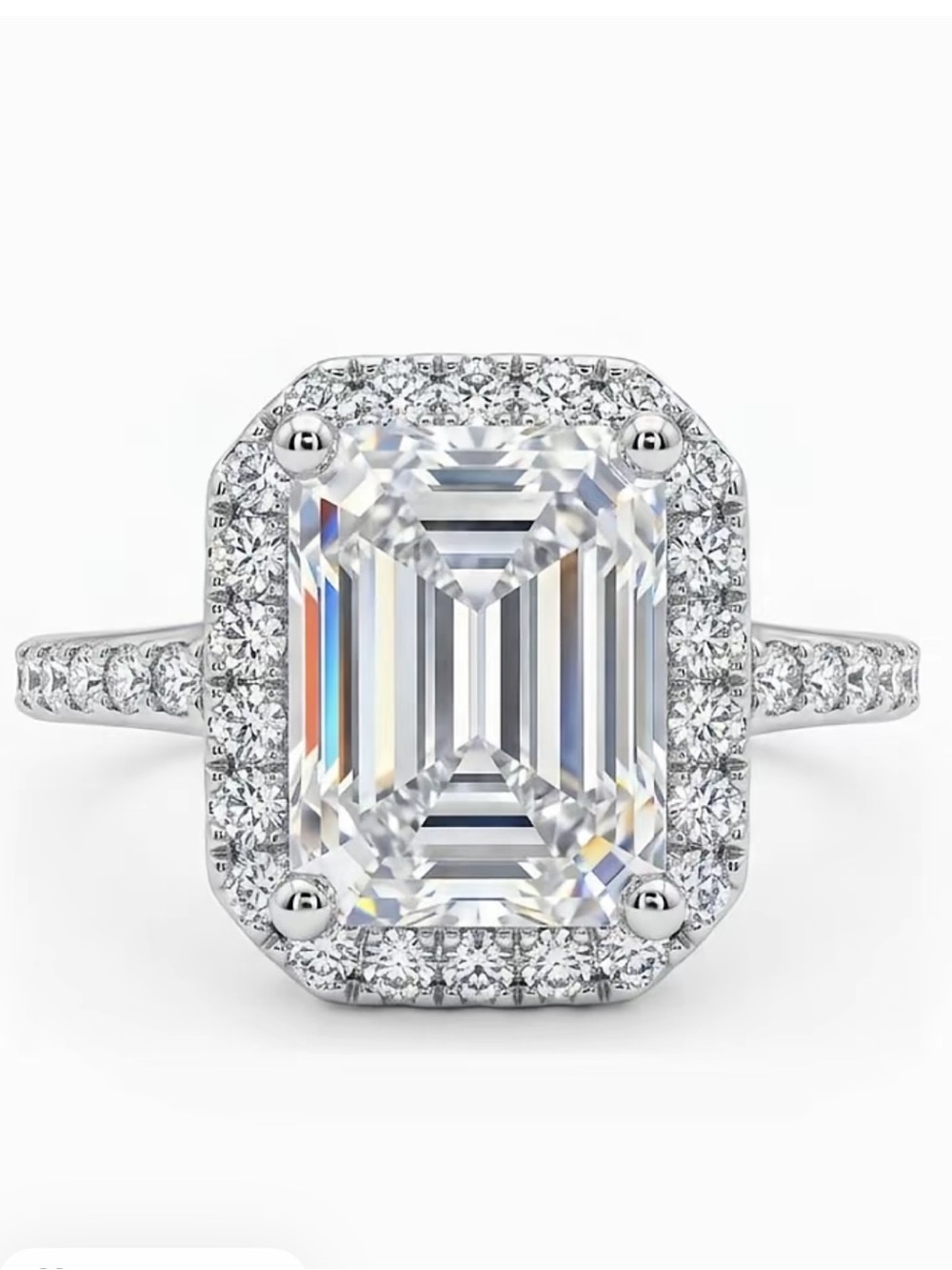 Emerald cut GRA CERTIFIED MOISSANITE DIAMOND 3CT Ring Sterling Silver NEW